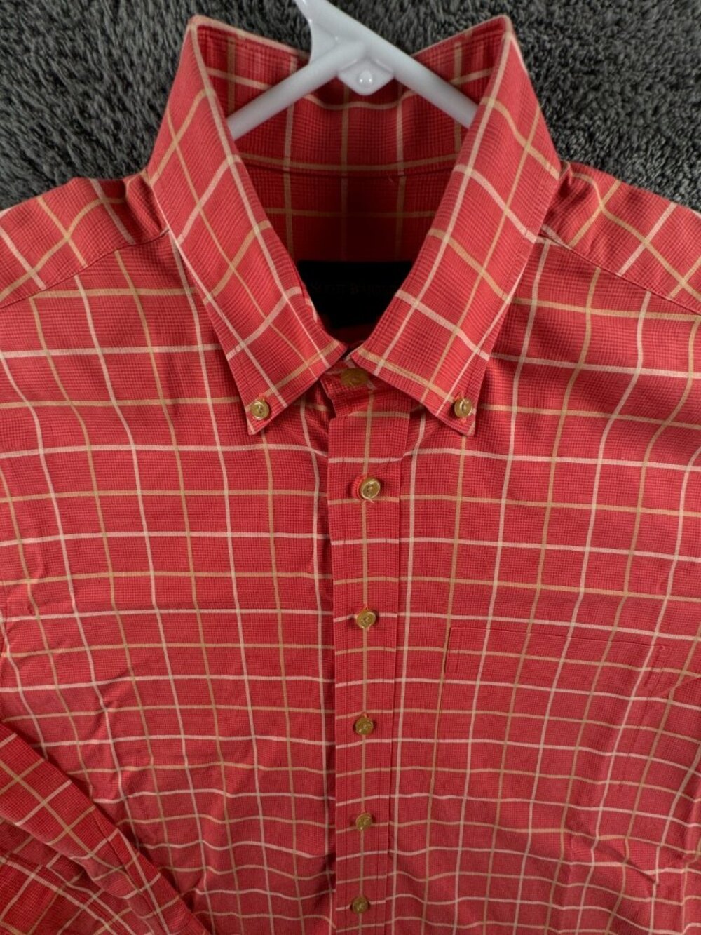 Scott Barber Medium Cotton Long Sleeve Button Up Shirt Red Check Adult Casual
